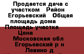 Продается дача с участком › Район ­ Егорьевский › Общая площадь дома ­ 80 › Площадь участка ­ 600 › Цена ­ 1 500 000 - Московская обл., Егорьевский р-н, Левино д. Недвижимость » Дома, коттеджи, дачи продажа   . Московская обл.